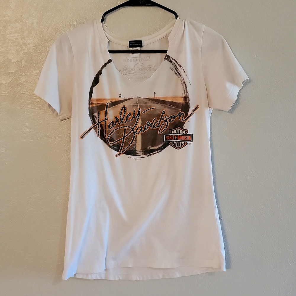 MEDIUM, WHITE HARLEY-DAVIDSON VINTAGE T-SHIRT